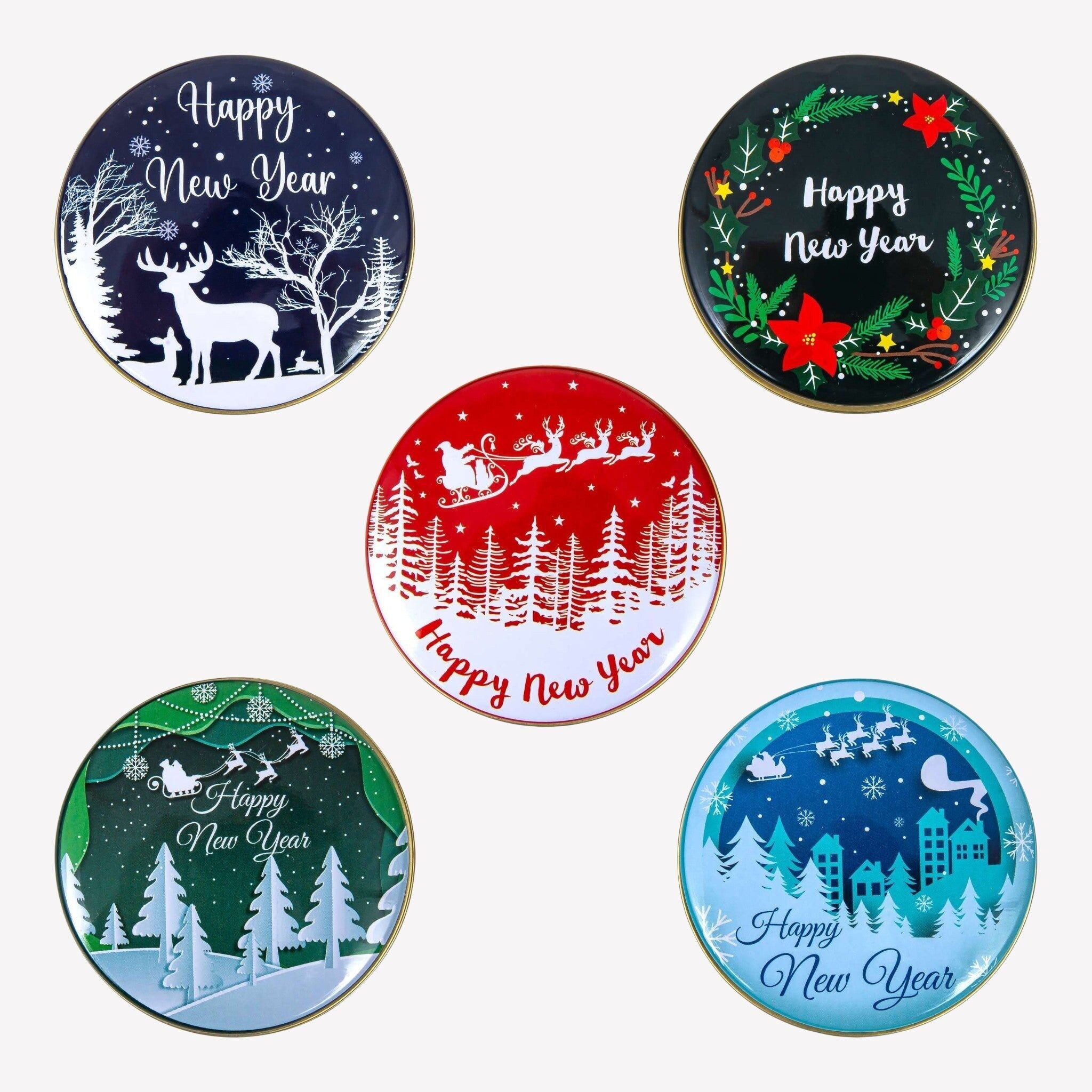 Scented candle in metal tin - set of 5 - Happy New Year
