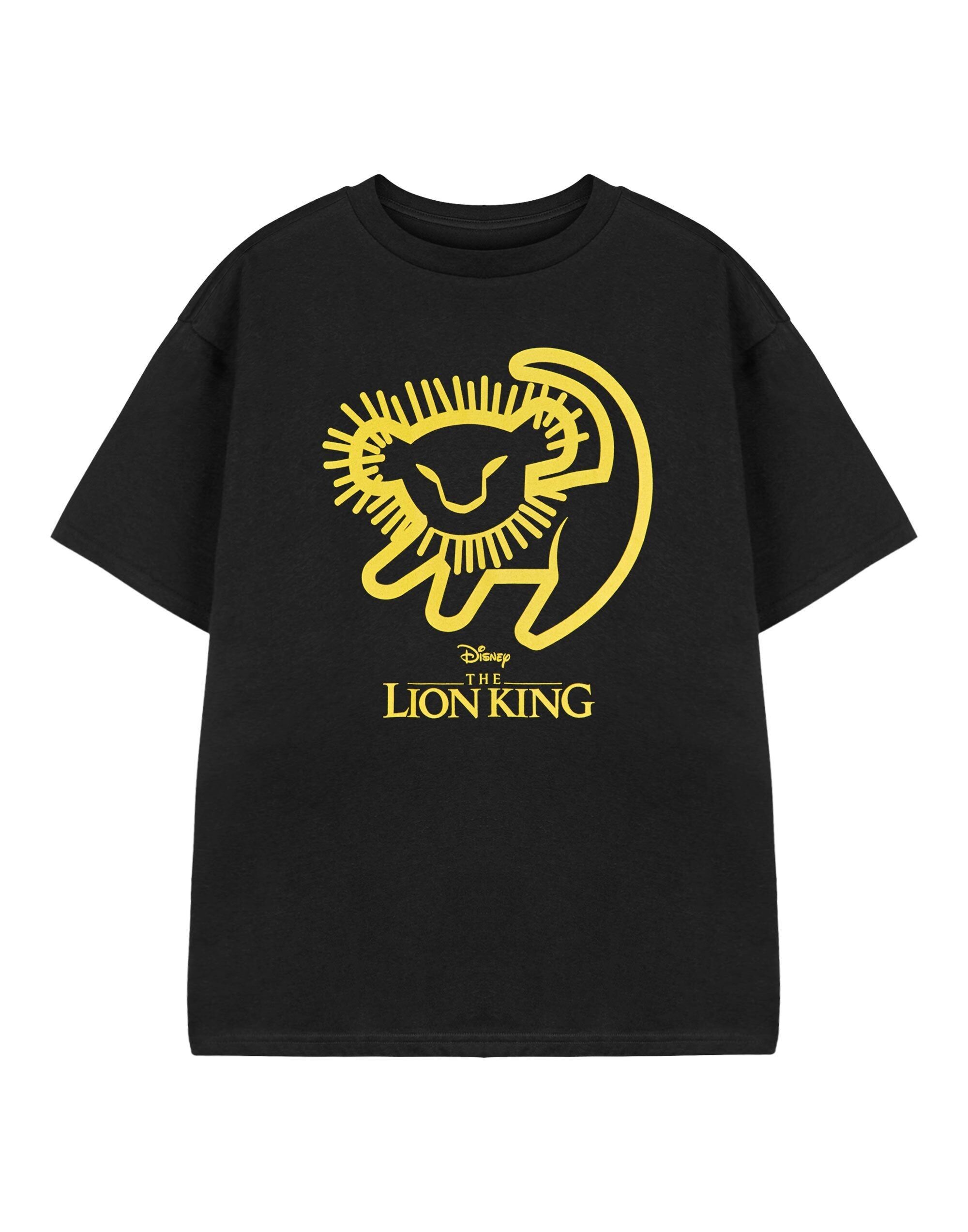 Camiseta unisex infantil de manga corta de Disney El Rey León negra para niños