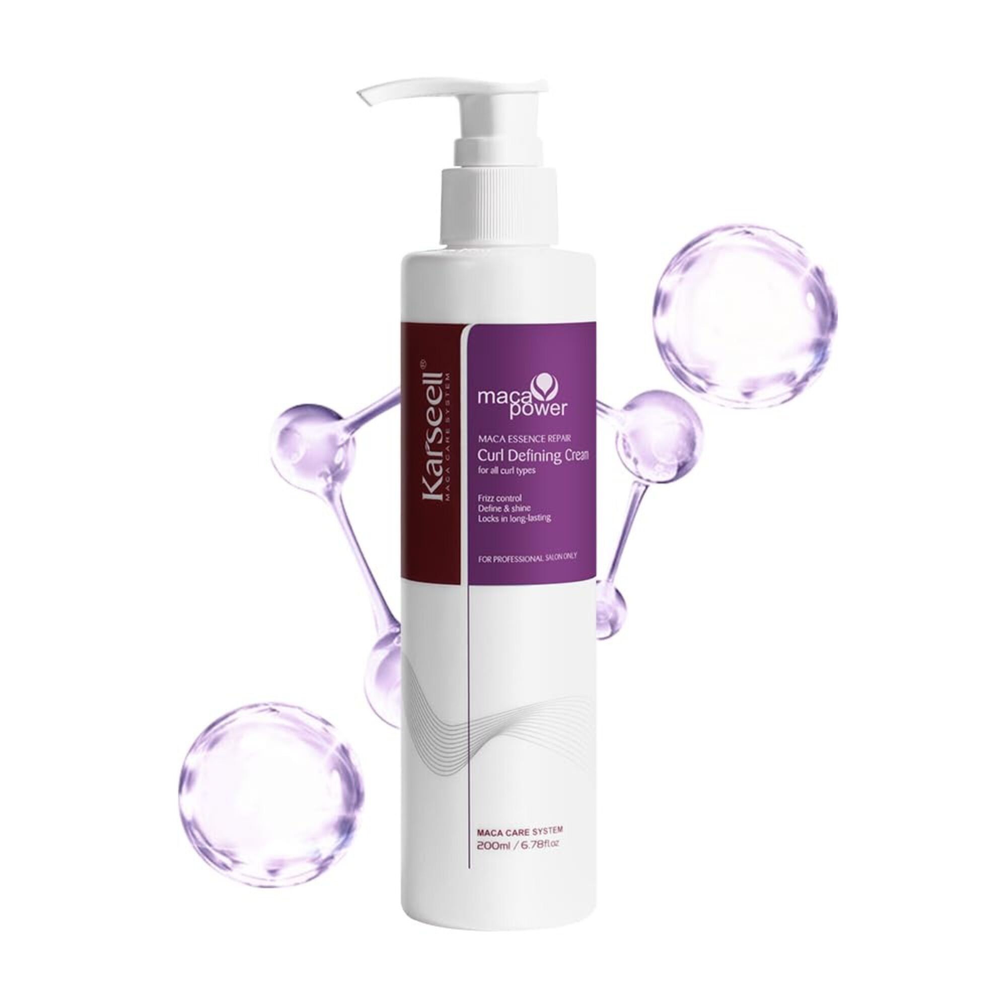 KARSEELL Curl Defining Cream with Argan Oil, Collagen, Coconut, Jojoba, Moisturizing, Nourishing, Repairing, Anti-Frizz, Anti-Frizz for Dry, Damaged, Curly Hair, Shine, Softness, 200ml