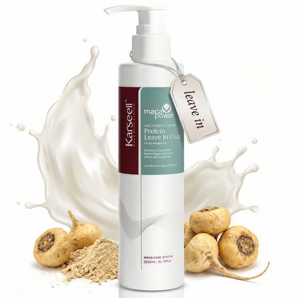 KARSEELL Protein Cream Leave-in Anti-frizz Treatment for Dry and Damaged Hair Intense Hydration Hair Repair Strengthening Shine Professional Softness 200ml