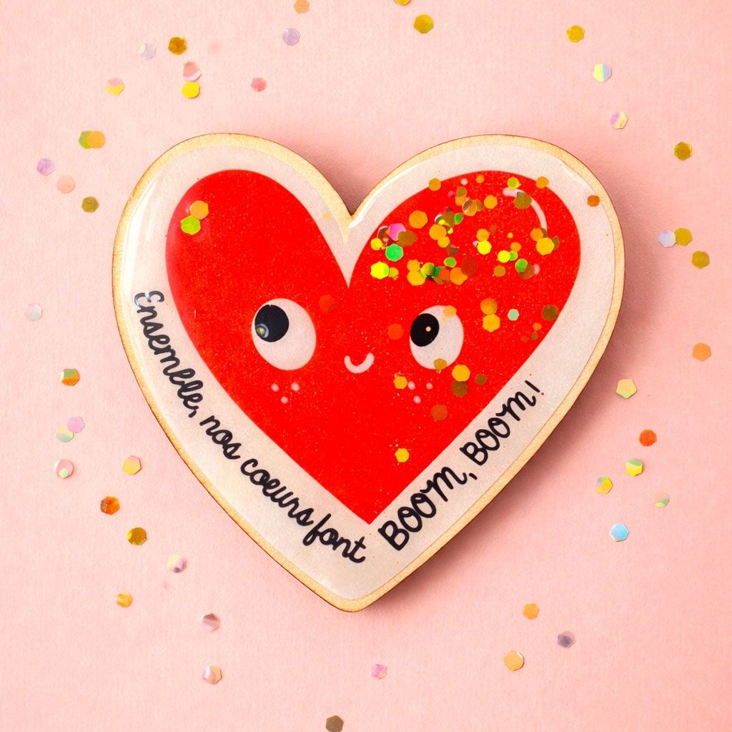 Herzförmige Wanddekoration aus Holz und Harz – Französisches Design und Fertigung