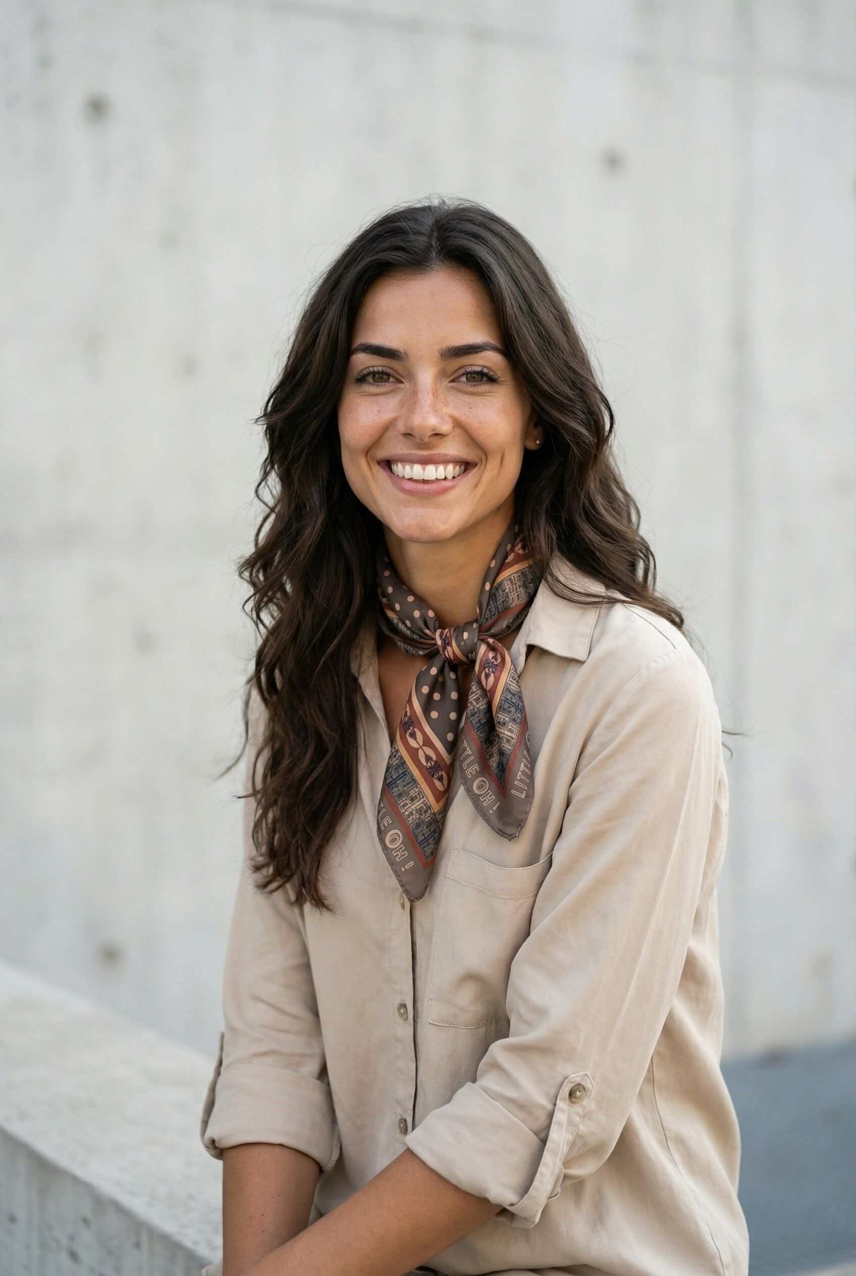 Satin scarf 70x70 ref.9061 - Ambergris