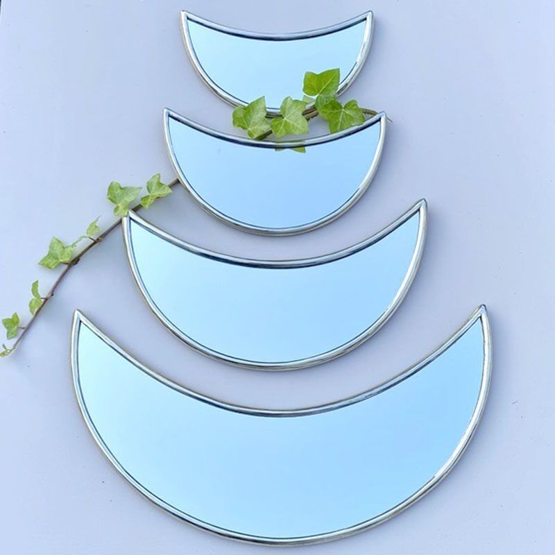 Crescent Moon Mirror - Silver | Handmade Moroccan Wall Mirror