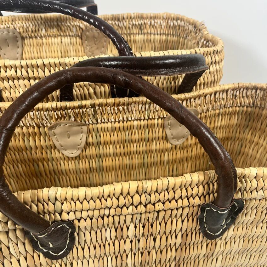 Natural Heritage Moroccan Tote – Hand-Woven Palm Leaf Carryall with Premium Leather Handles