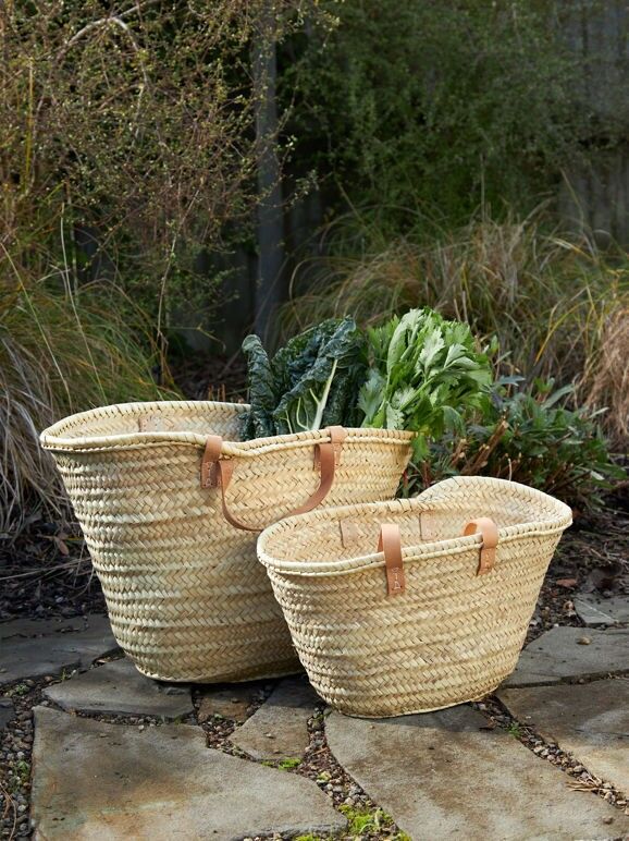 Artisan Long-Handle Palm Tote – Hand-Woven Moroccan Shoulder Basket for Everyday Essentials