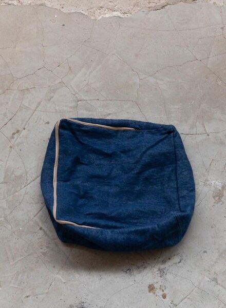 Artisan Woolen Floor Pouf – 100% Pure Wool 55cm Square Cushion in Deep Navy