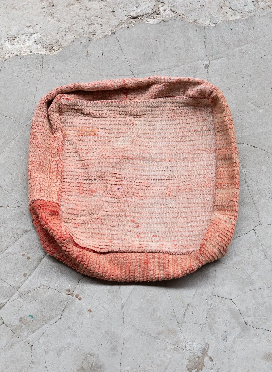 Artisan Moroccan Kilim Pouf – Hand-Woven 100% Wool One-of-a-Kind Floor Cushion (Unfilled)