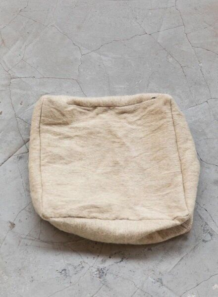Artisan Woolen Floor Pouf – 100% Pure Natural Wool 55cm Square Cushion in Oatmeal Beige