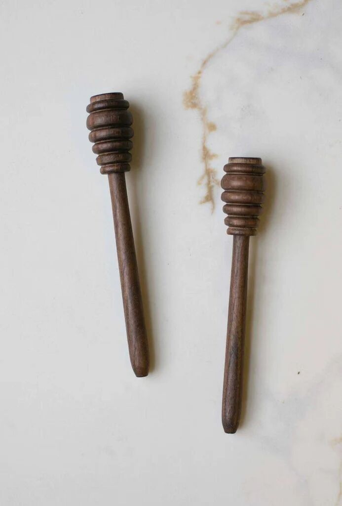 Handcrafted Solid Walnut Honey Dipper – 5.5" Artisan Wood Drizzler for Gourmet Kitchens