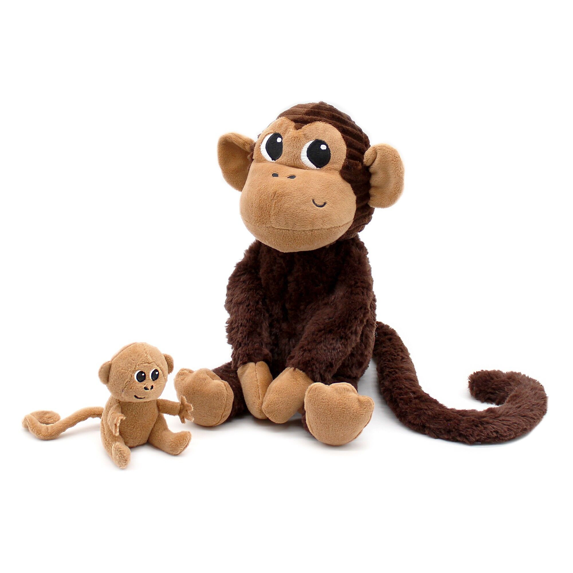 LES PTIPOTOS - PELUCHE  ZAZOU LE SINGE MAMAN &  BEBE CHOCOLAT