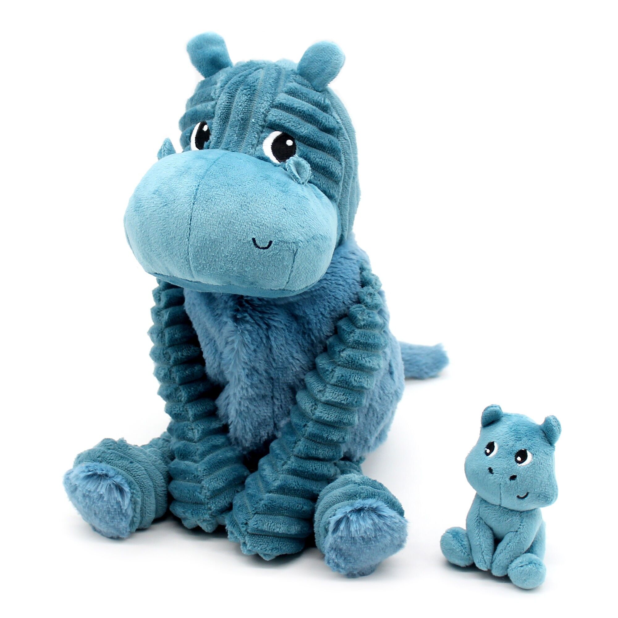 LES PTIPOTOS - PELUCHE BIBOU L'HIPPOPOTAME MAMAN & BEBE BLEU