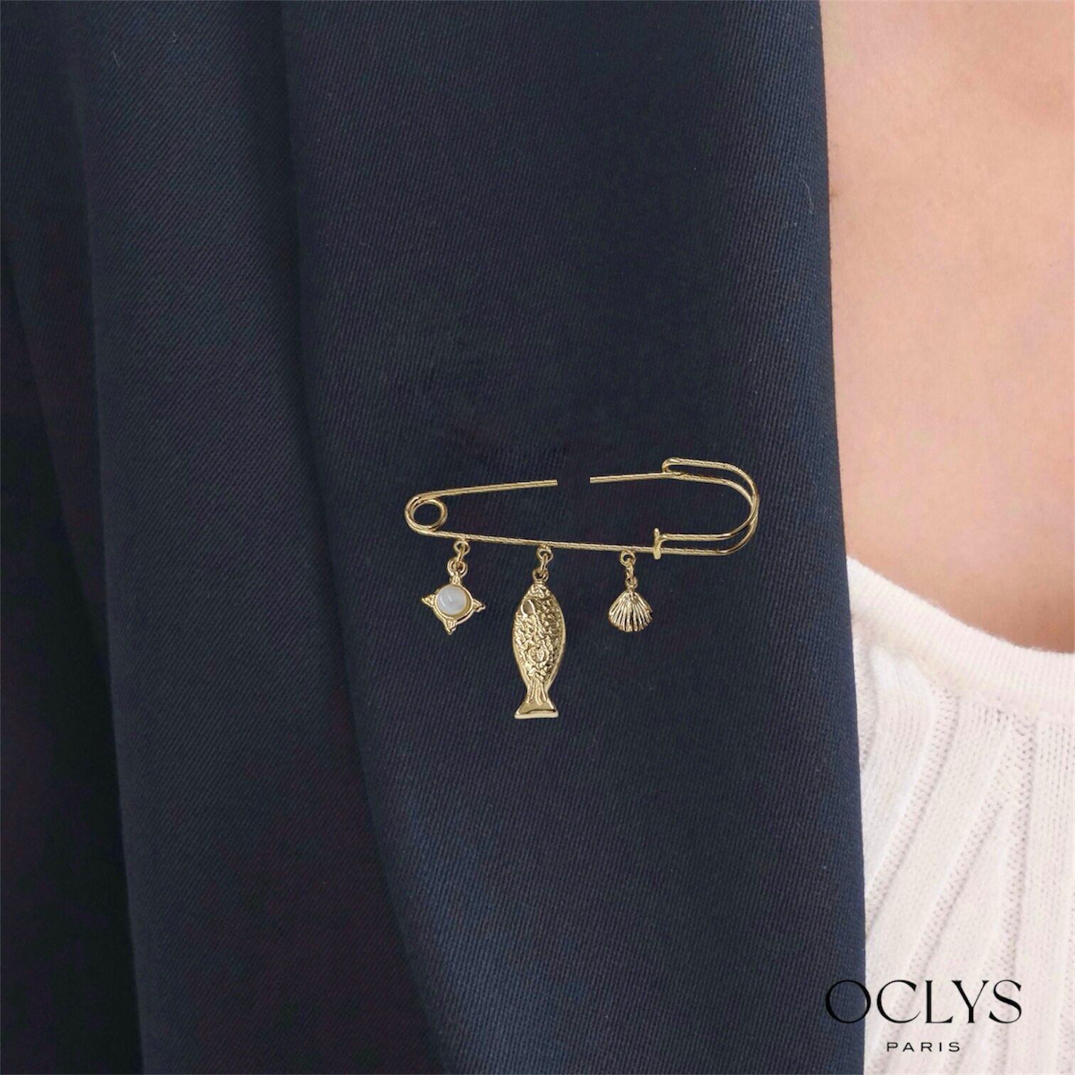 Kiji Gold Stainless Steel Fish Pin Brooch