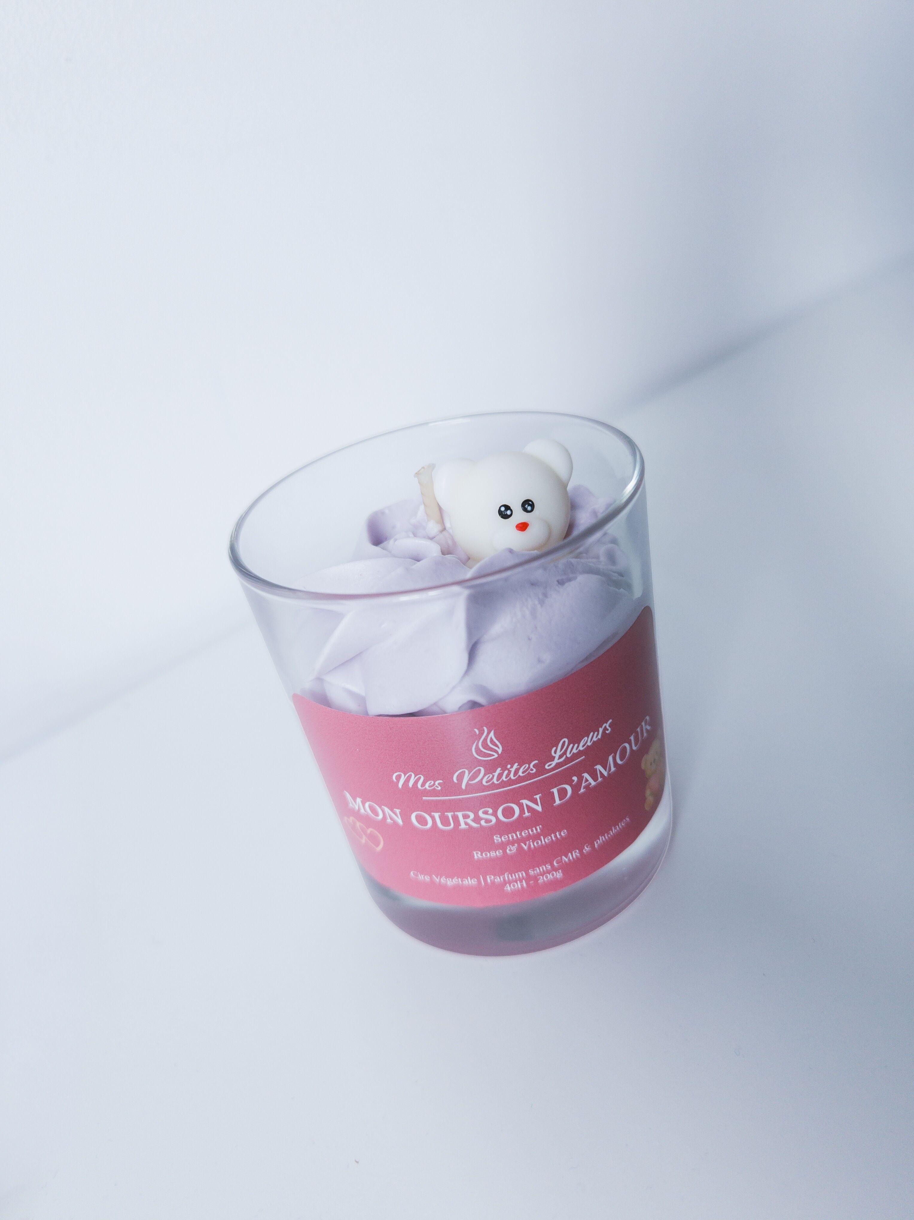 Handmade scented candle - 100% vegetable wax - Rose & Violet (200g)