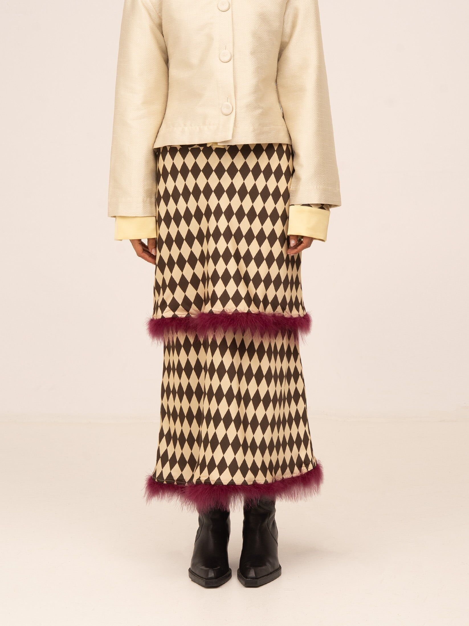 Noël Diamantmuster Brauner Federrock