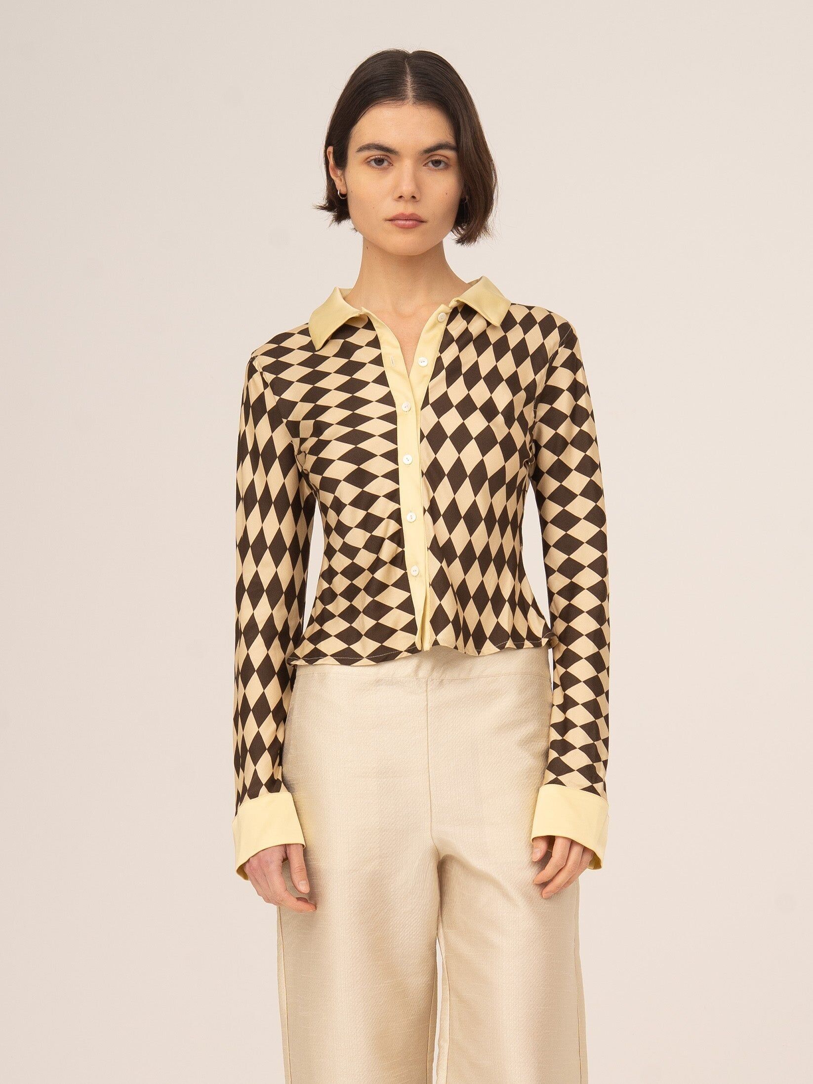 Noël Top mit Diamantmuster, braun