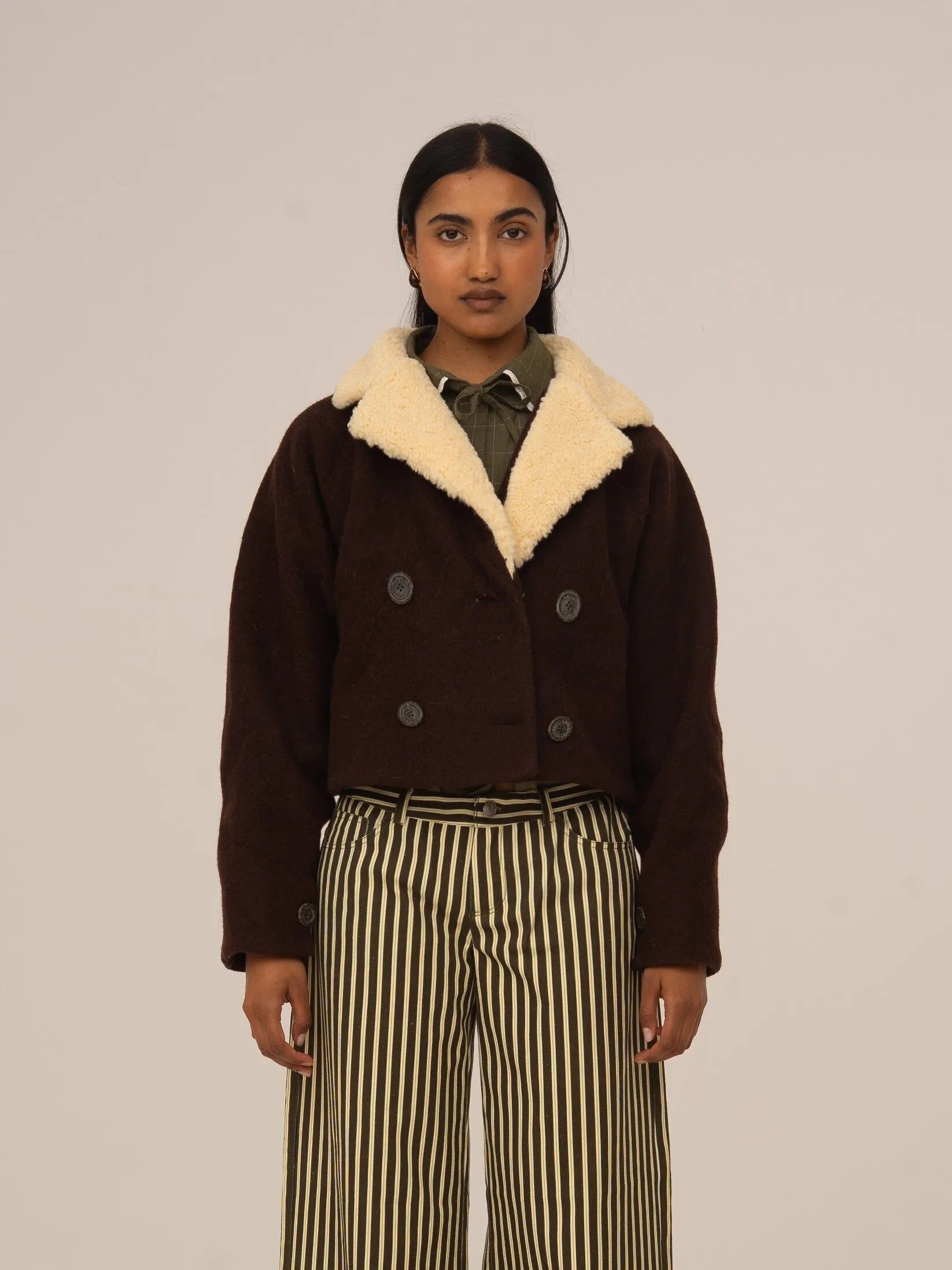 Acorn Cropped Brown Jacket