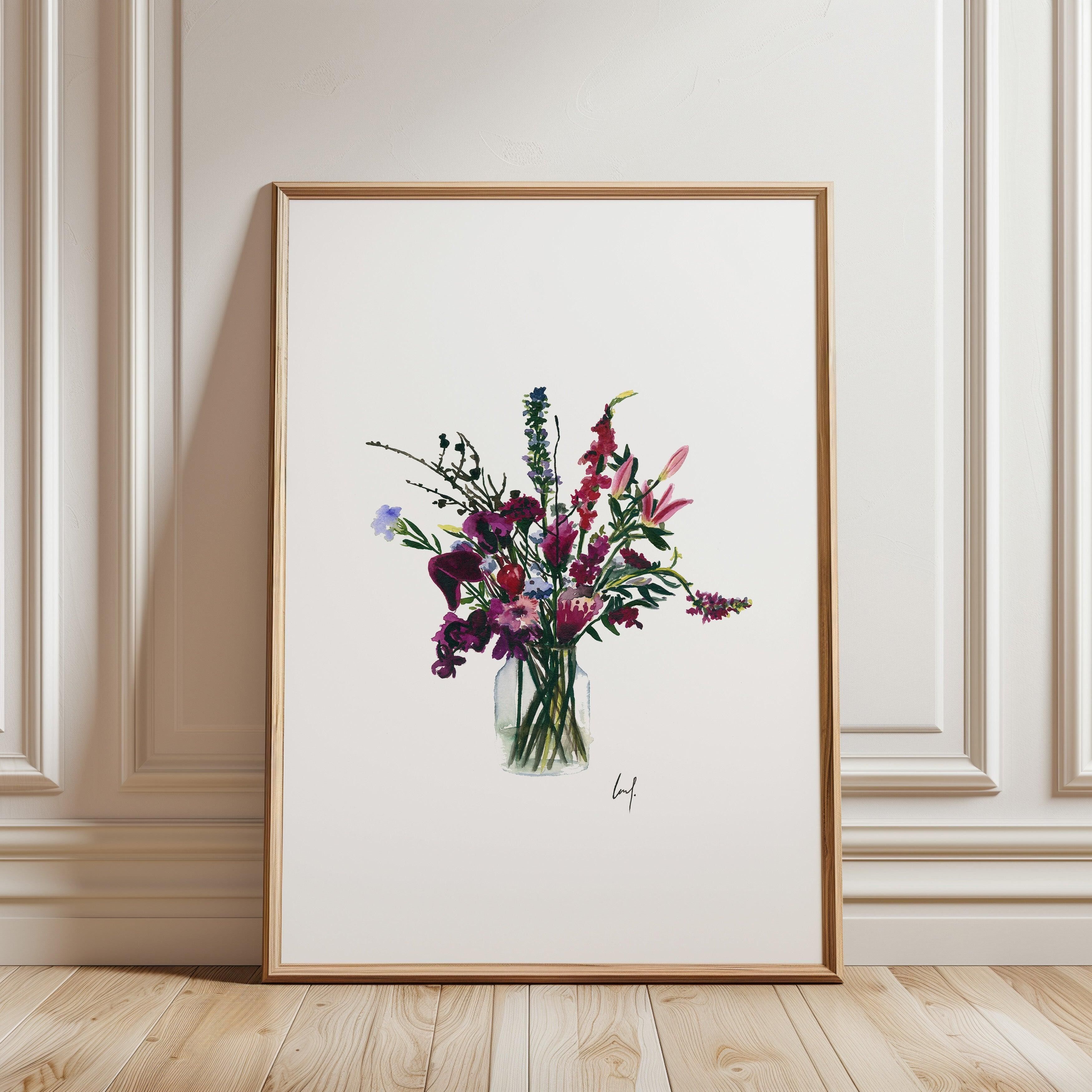 Estampe d'art - Fleurs violettes