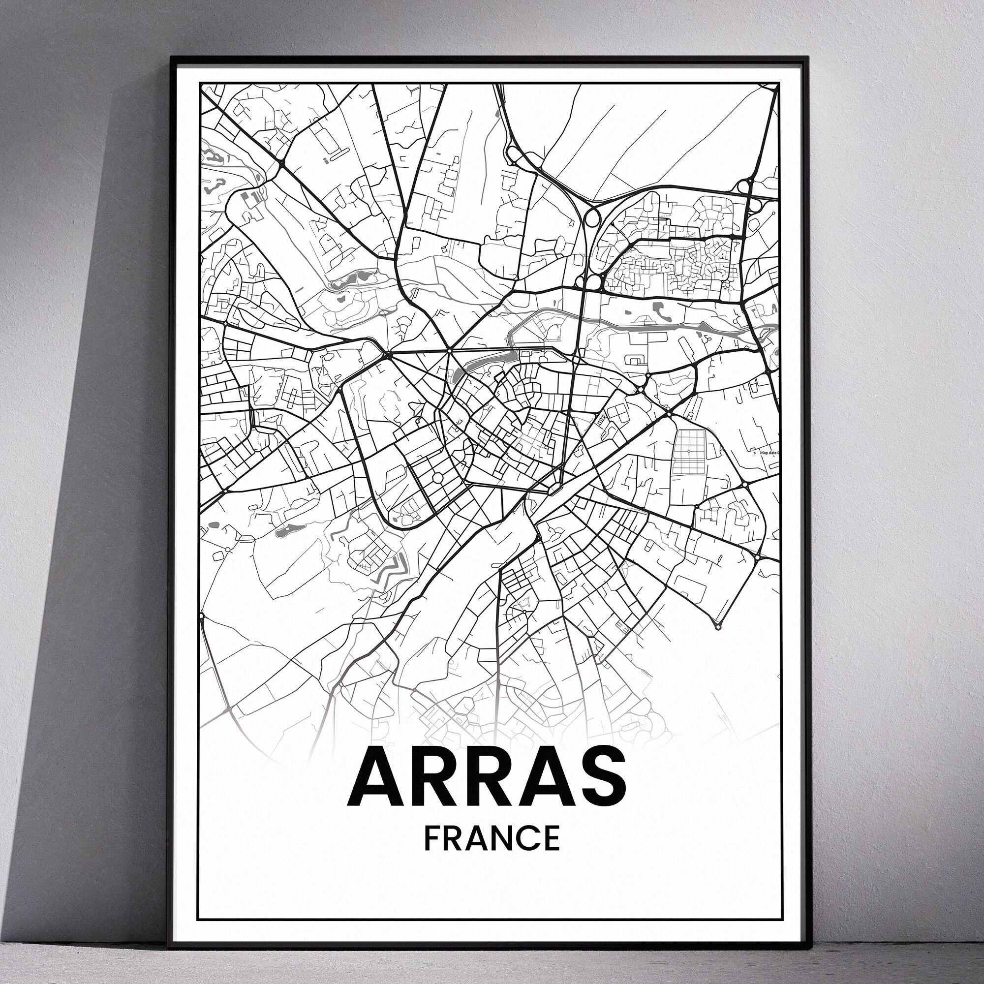 Affiche plan de ville France - Arras / Affiche Plan de Ville Minimaliste
