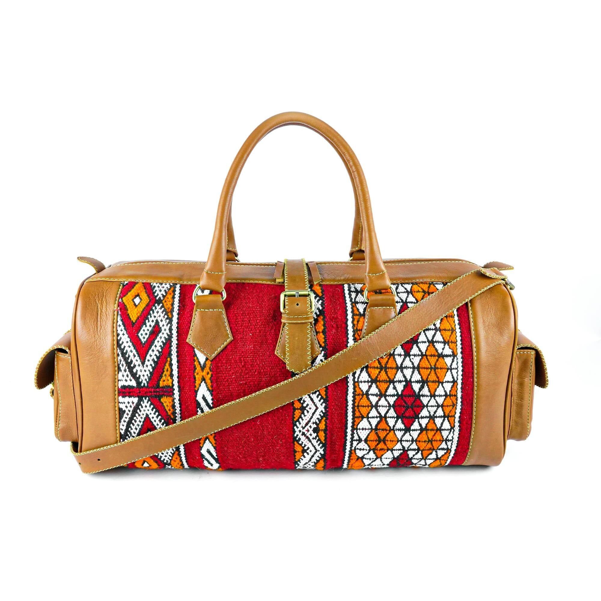 Premium Handcrafted Vintage Kilim Leather Travel Bag | Full Grain Duffel