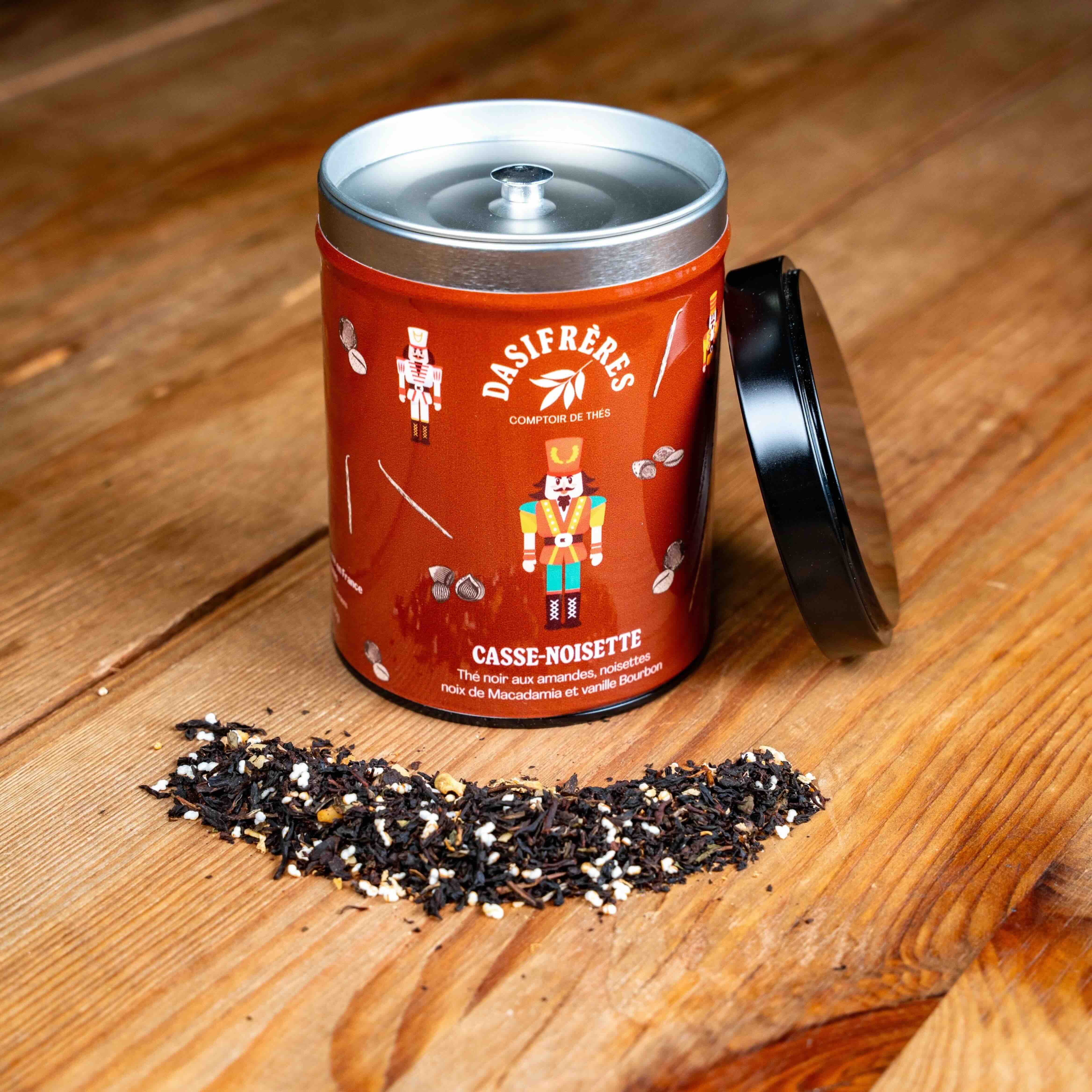 Nutcracker - Black tea with almonds, hazelnuts, macadamia nuts and Bourbon vanilla, 100g tin