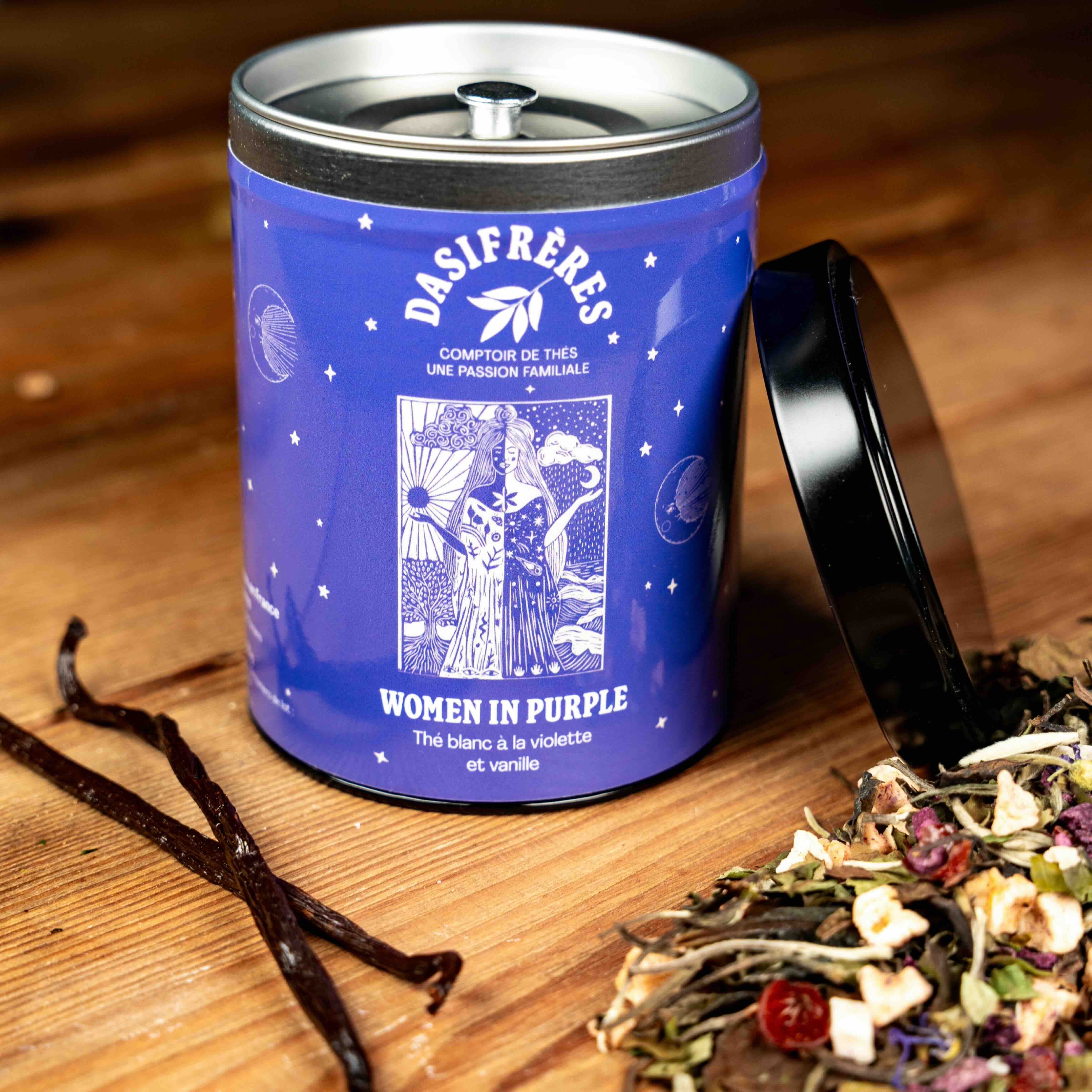 Women in Purple - white tea with violet and vanilla, 80g tin