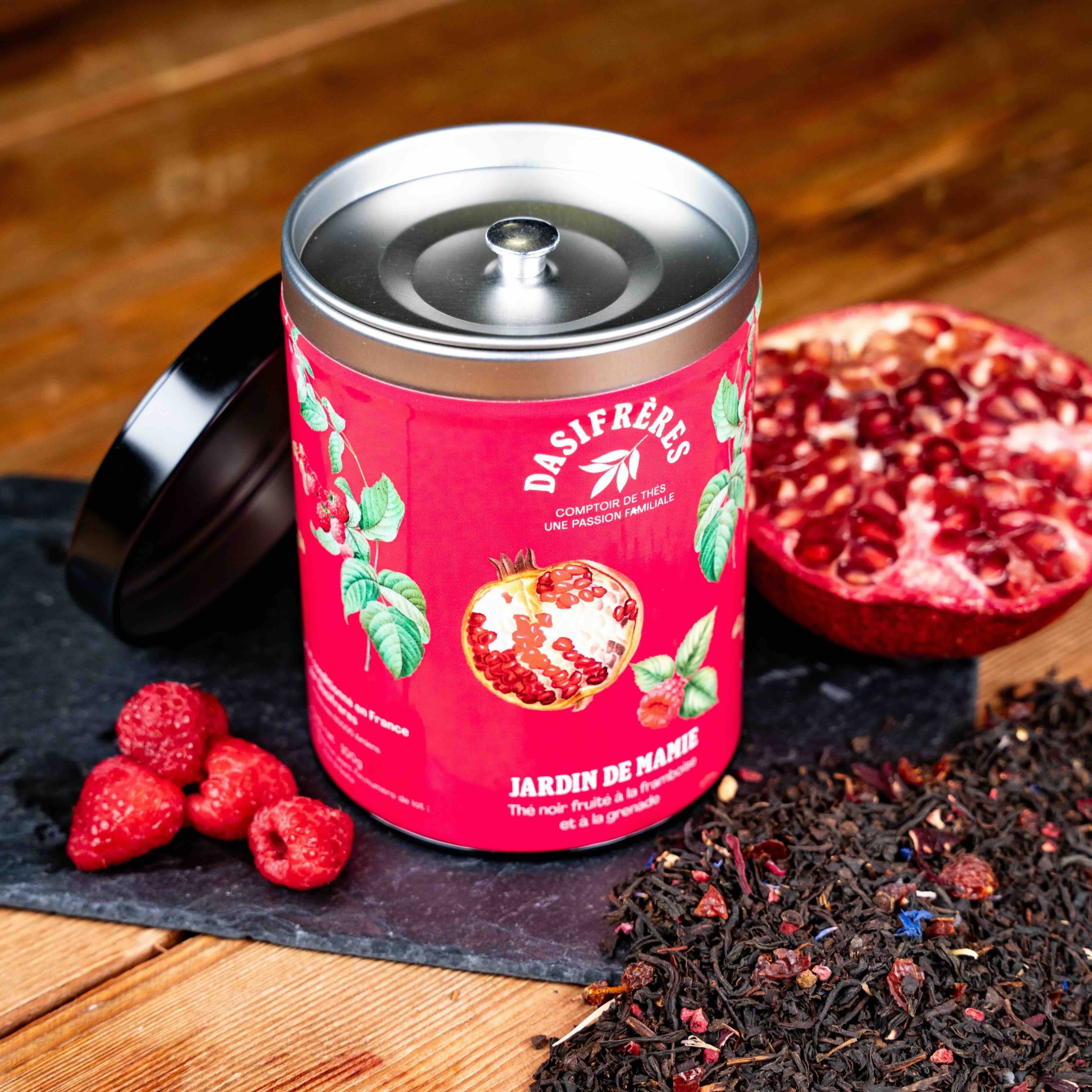 Grandma's Garden - Black tea with raspberry and pomegranate, 100g tin