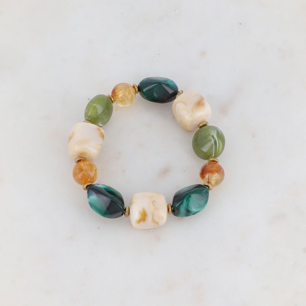 Elastic bracelet with resin beads