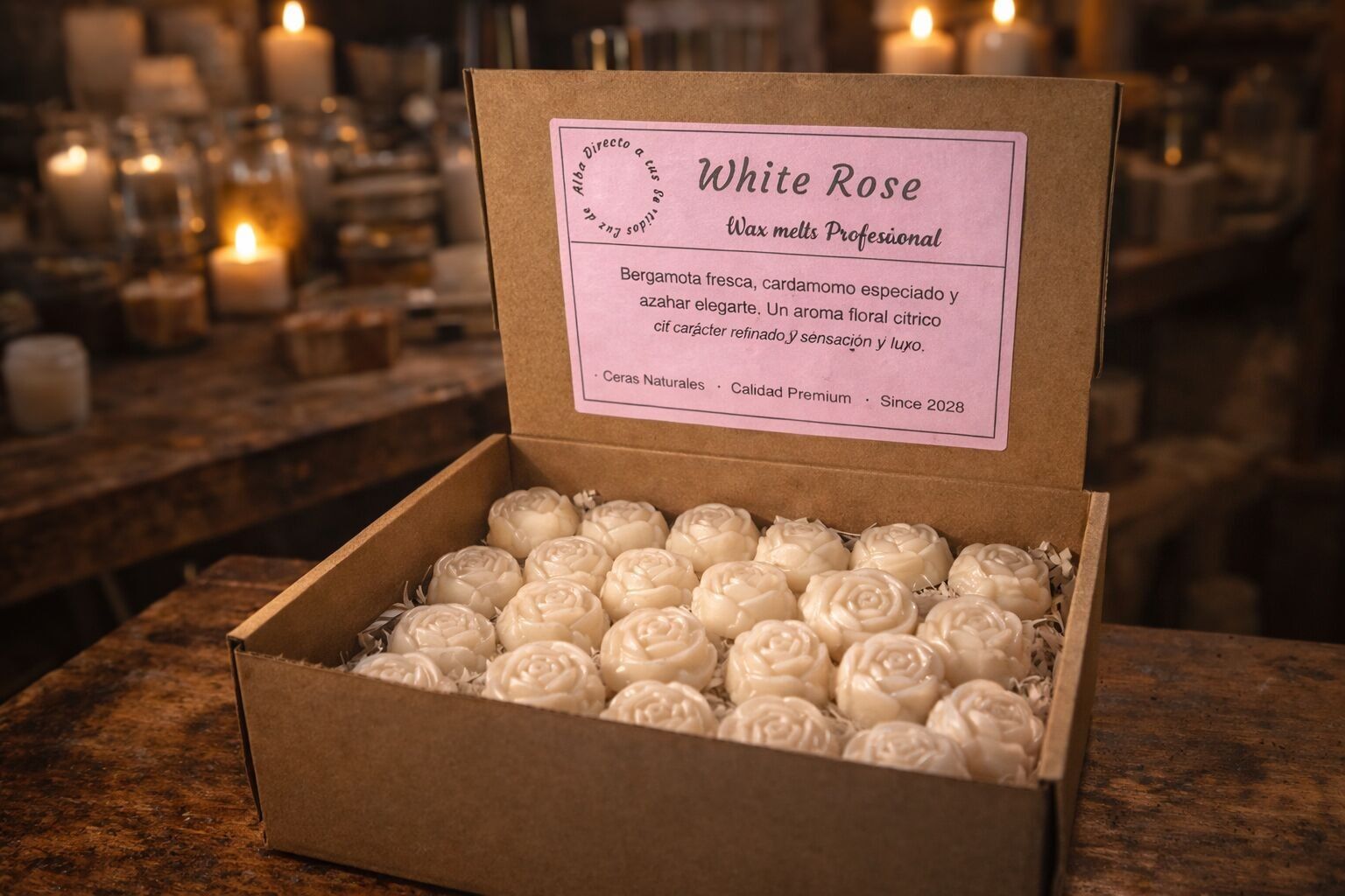 Rosa Blanca – Ceras fundidas artesanales