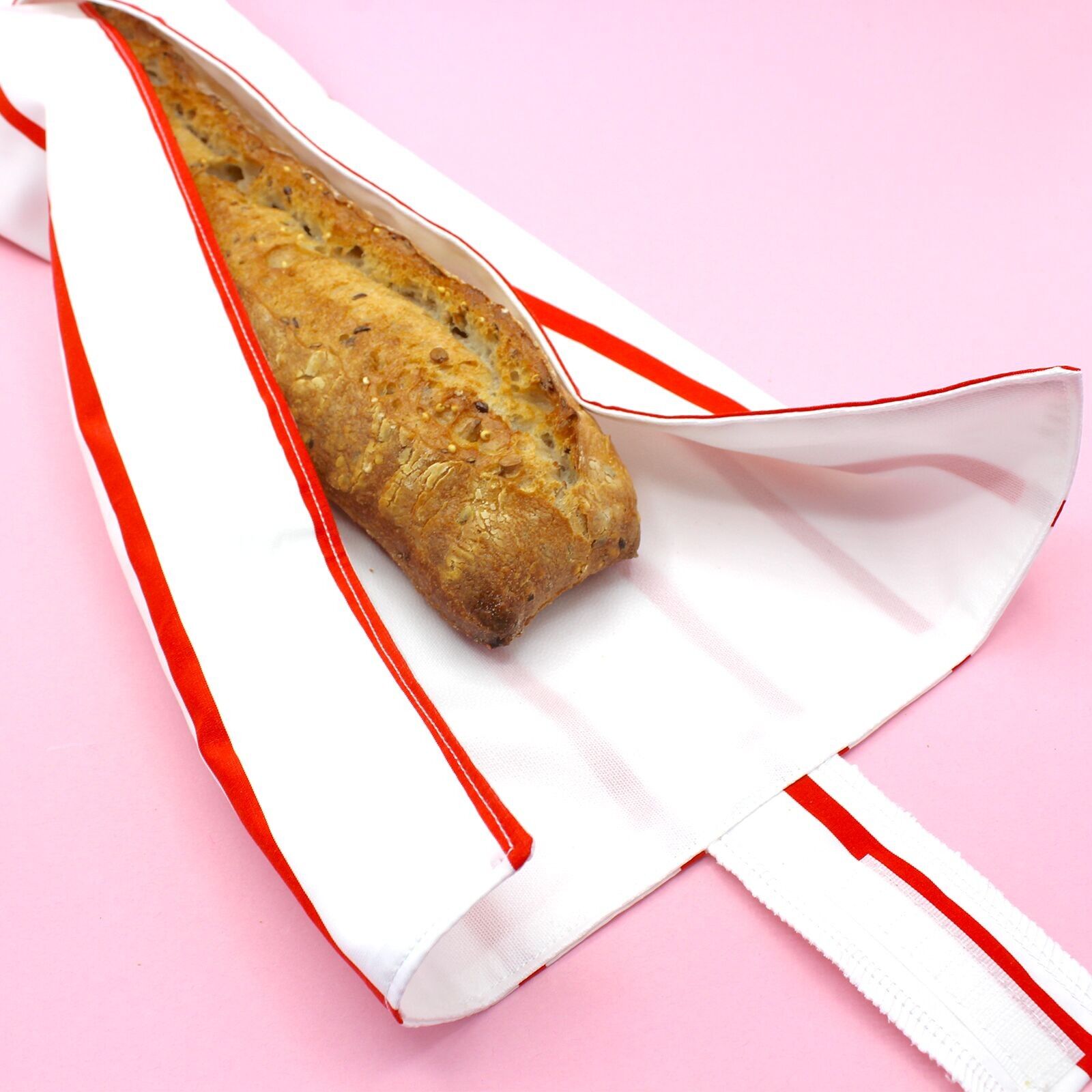 Envoltura de sándwich reutilizable - blanca con rayas rojas