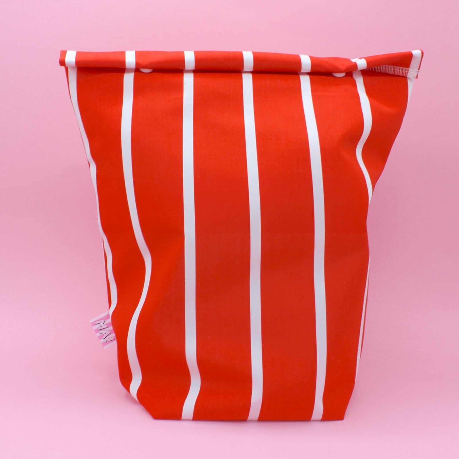Bolsa de almuerzo maxi de algodón - rayas rojas y blancas