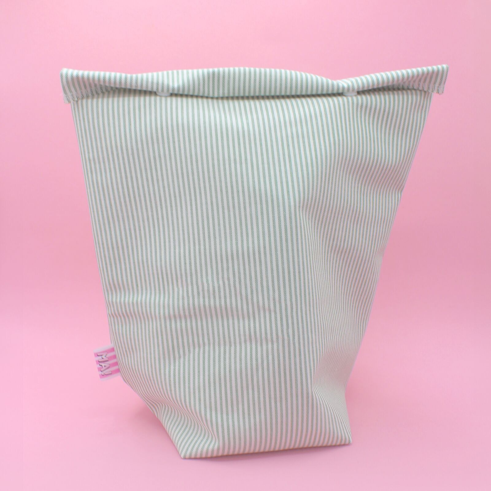 Bolsa de almuerzo maxi de algodón - rayas verdes