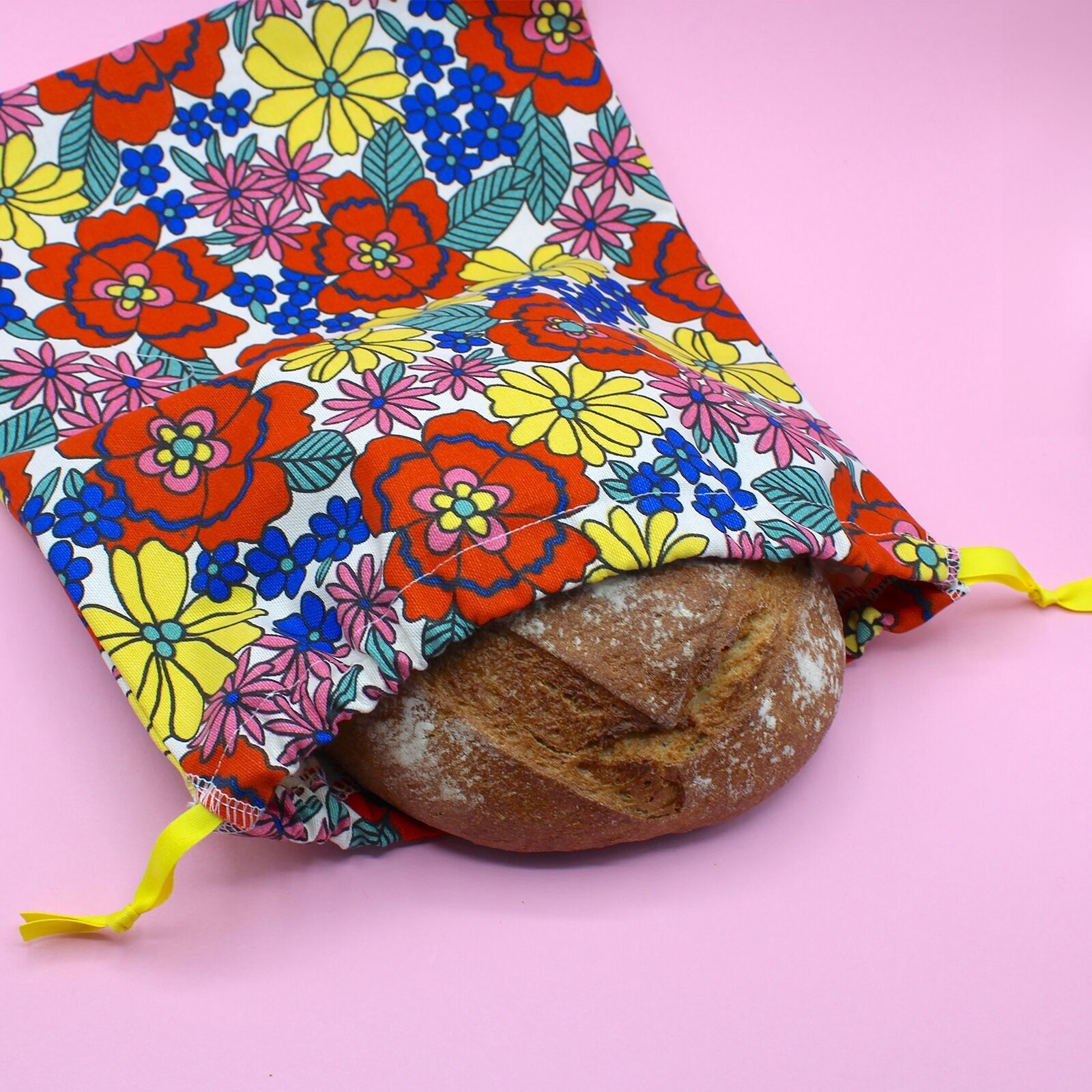 Bolsa de pan de algodón grueso - flores vintage