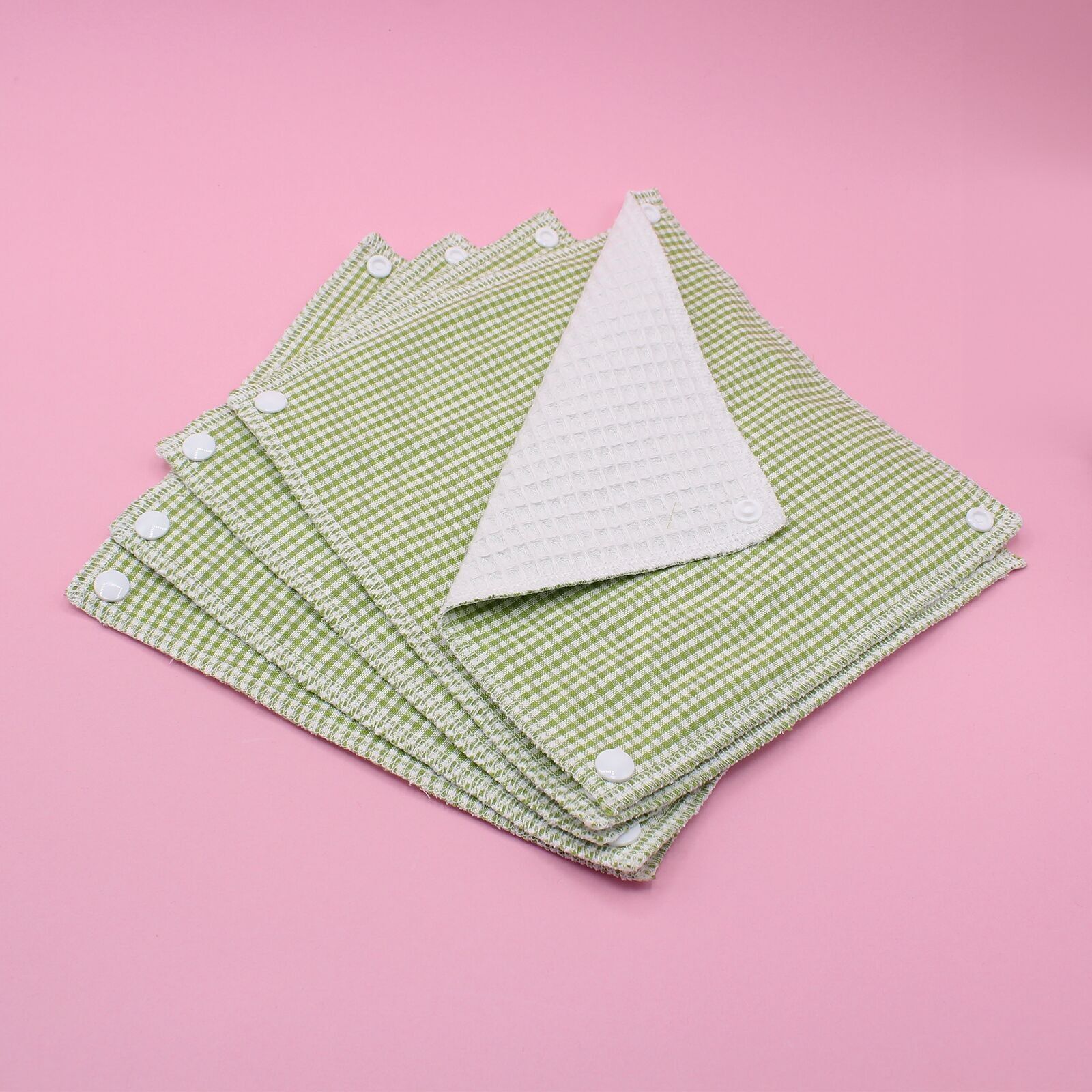 5 toallas de papel - pequeñas de cuadros verdes