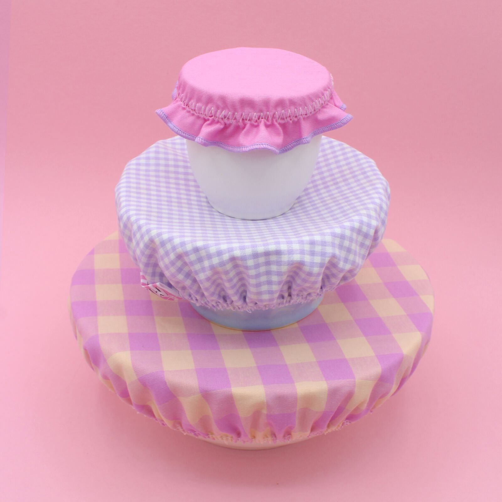 3 Charlottes - cuadros vichy - malva y rosa