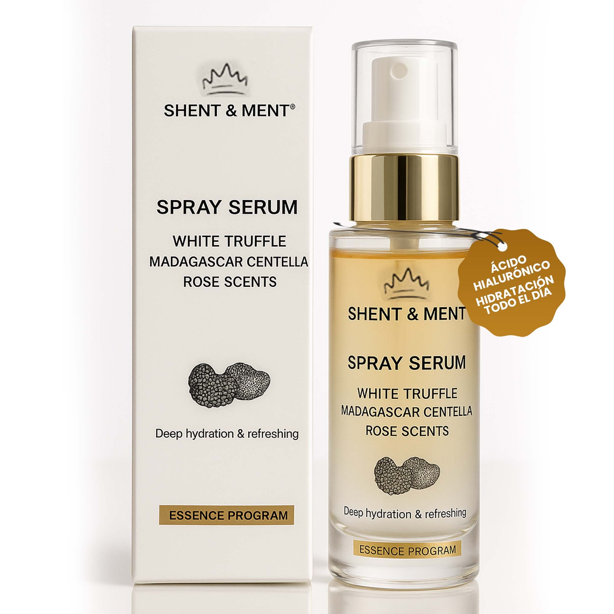 SHENT & MENT Facial Mist Spray Serum with White Truffle, Centella Madagascar, Moisturizing, Refreshing, Anti-Wrinkle, Anti-Dark Spot, Radiance, Hyaluronic Acid, Collagen, for Sensitive and Mature Skin, Men and Women, 100ml