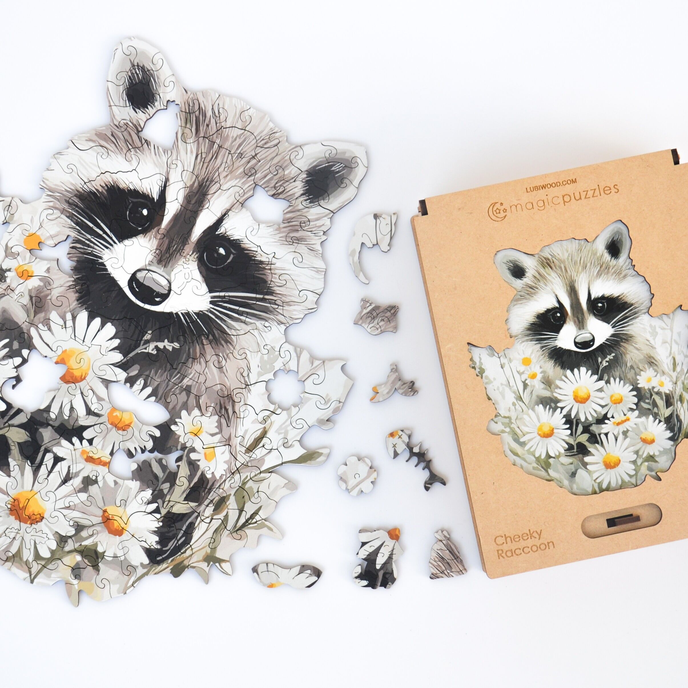 Buy wholesale Wooden Jigsaw Puzzle - Cheeky Raccoon A4 Premium Box