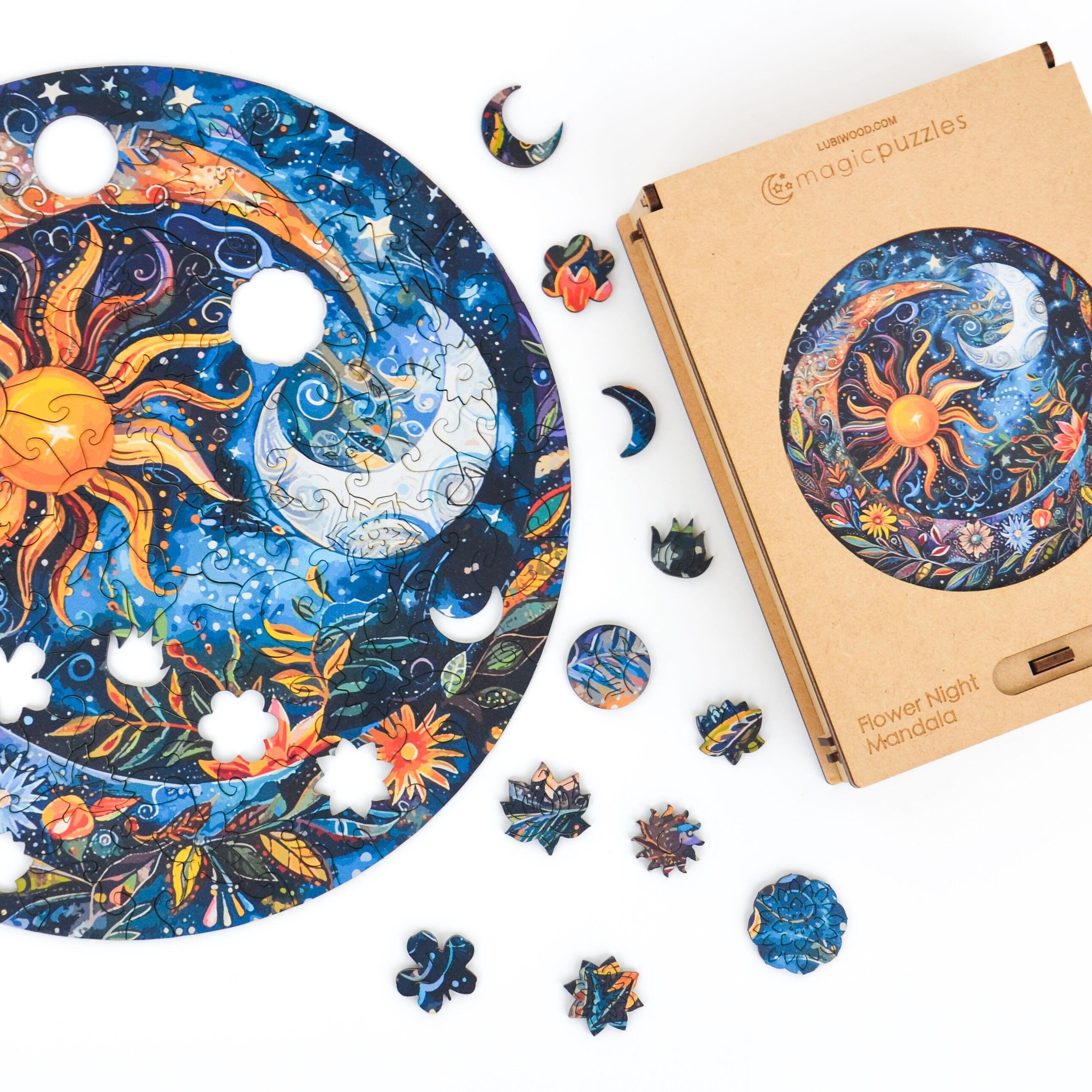 Mandala-Puzzle „Blumennacht“ A3 Premium-Box