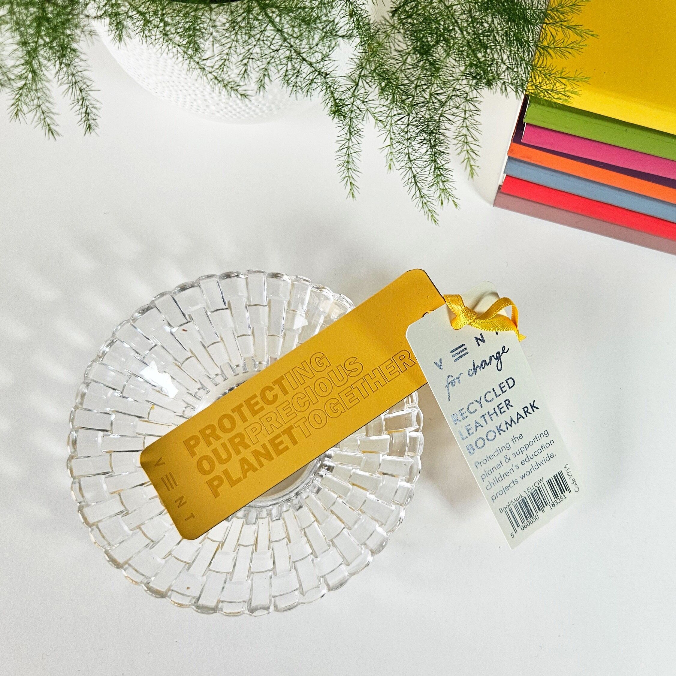 Recycled Leather Bookmark - Yellow