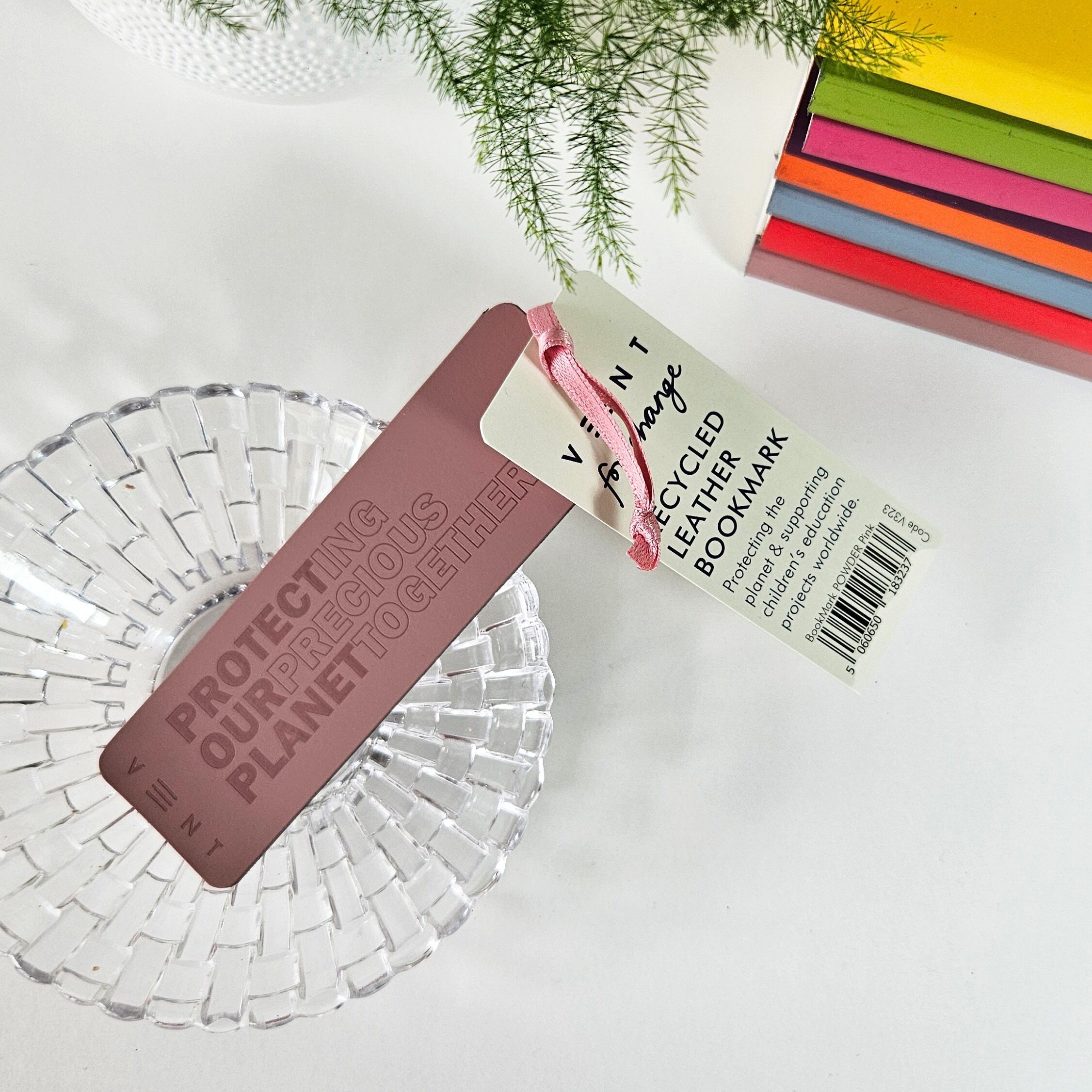Recycled Leather Bookmark - Powder Pink
