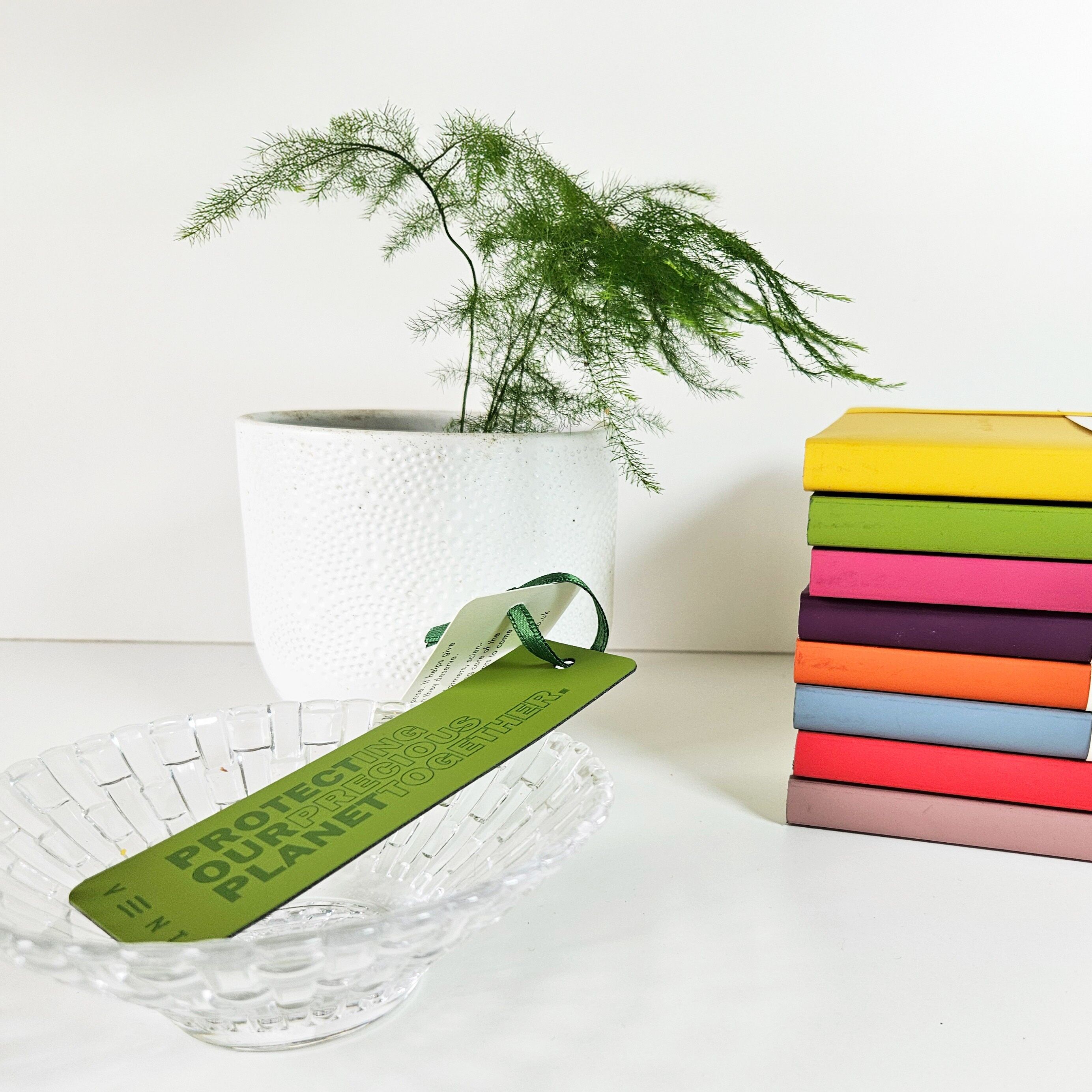 Recycled Leather Bookmark - Green