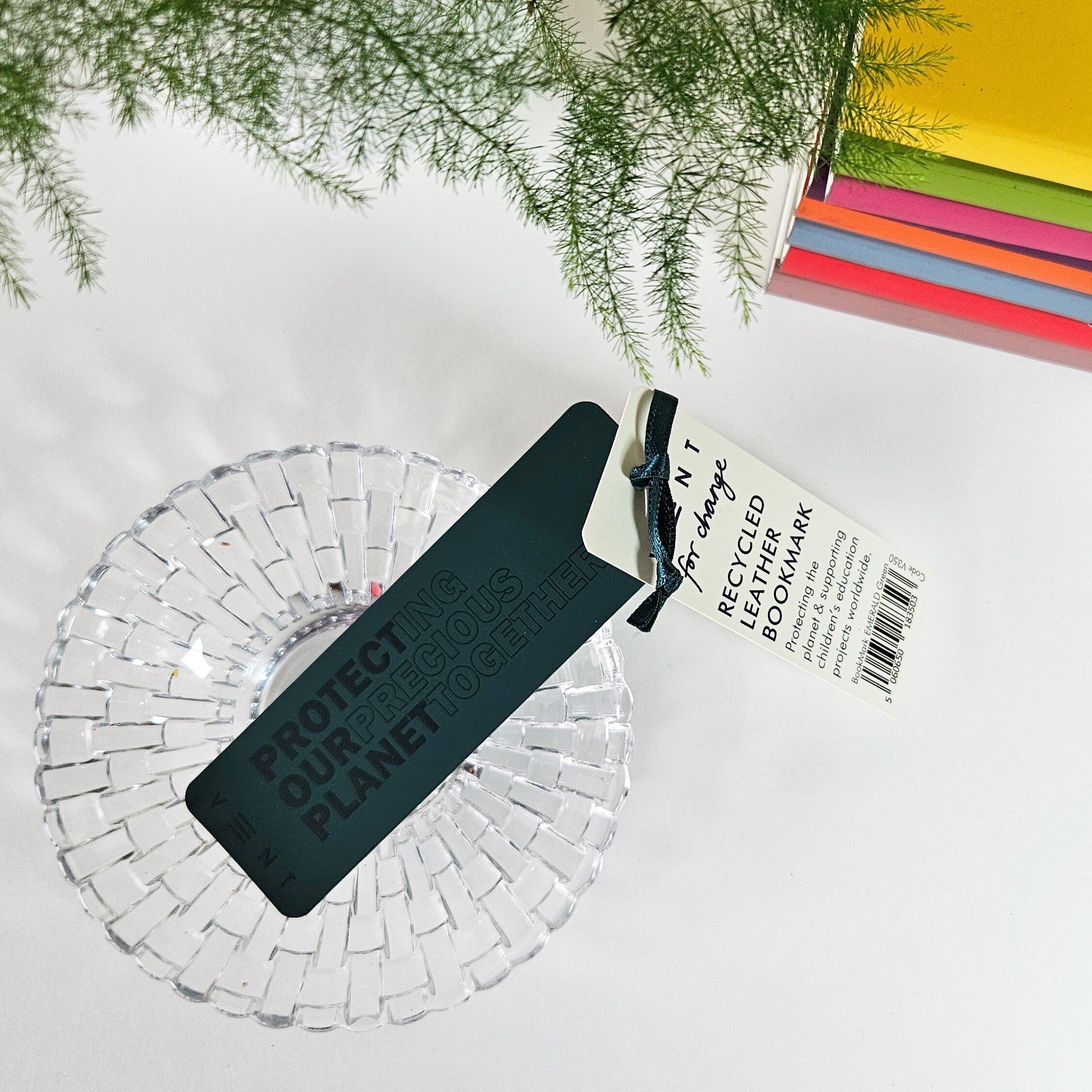 Recycled Leather Bookmark - Emerald Green