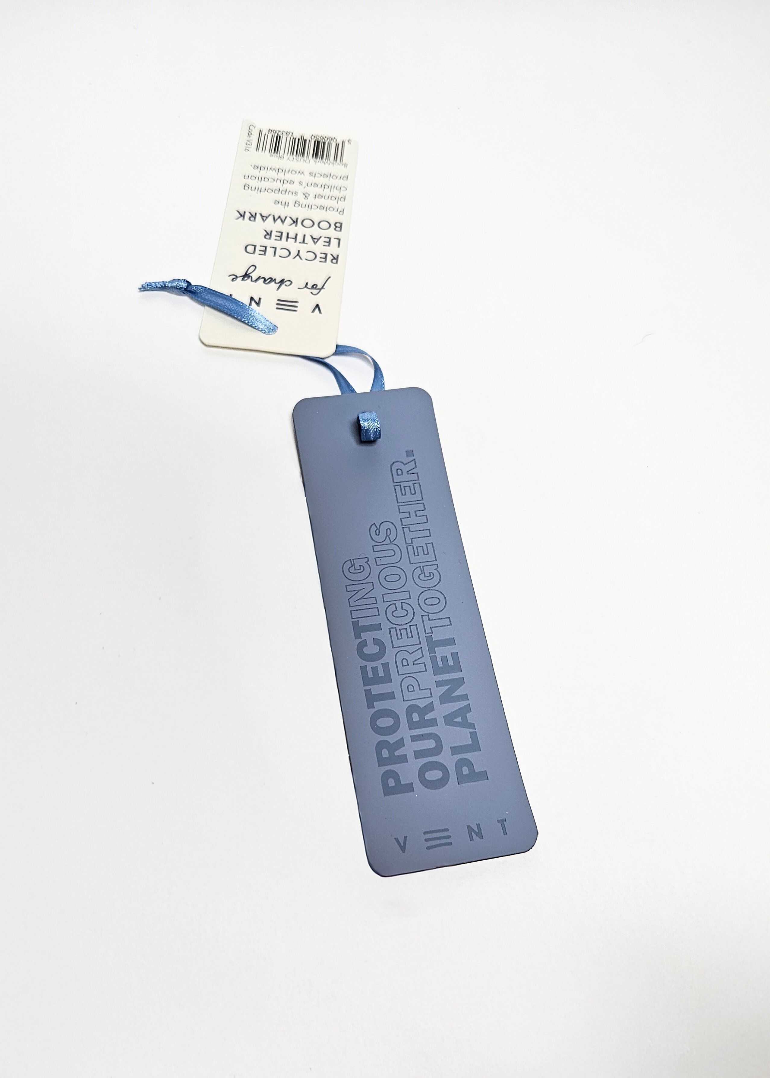 Recycled Leather Bookmark - Dusty Blue