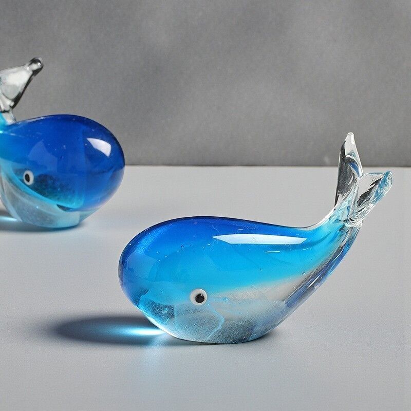 Luminous Glass Whale Figurine Ornament – Art Decor