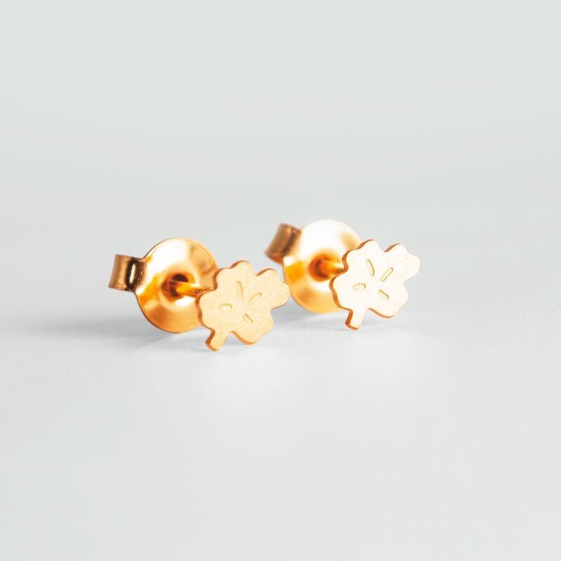Gold-plated clover earrings (1 micron) - made in France