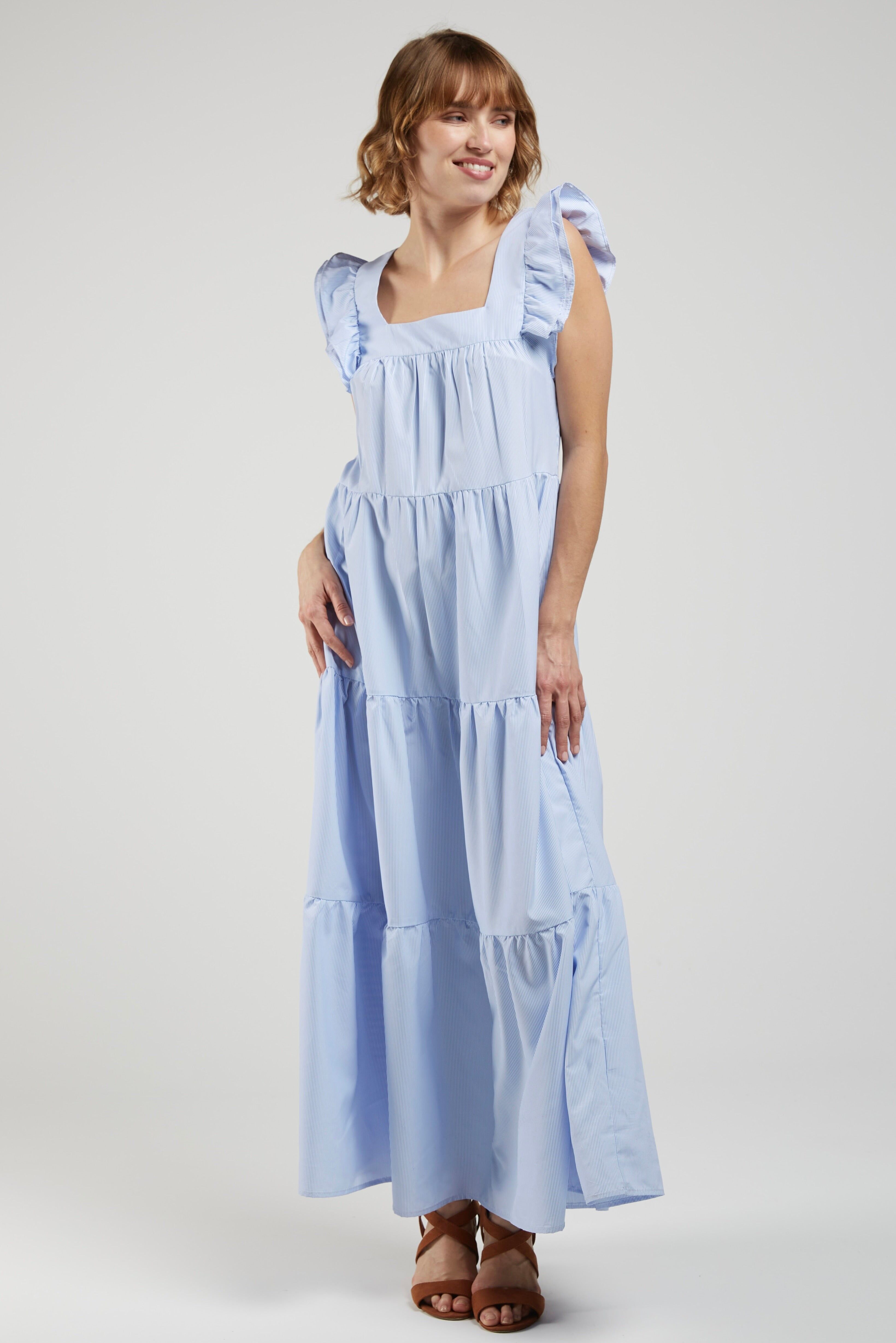 MALO - Long Ruffled Dress - Blue