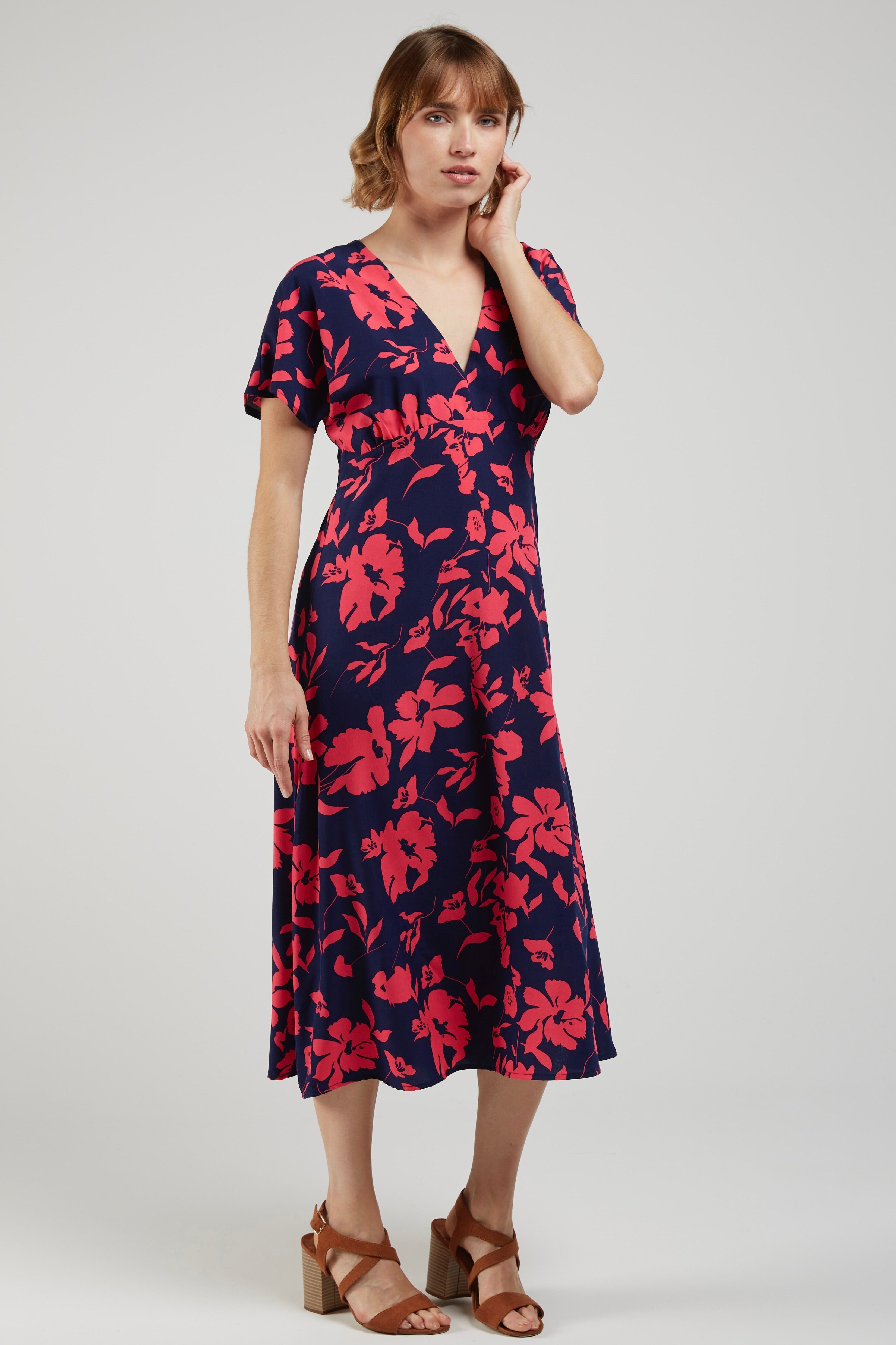DALI - Floral Midi Dress - Short Sleeves