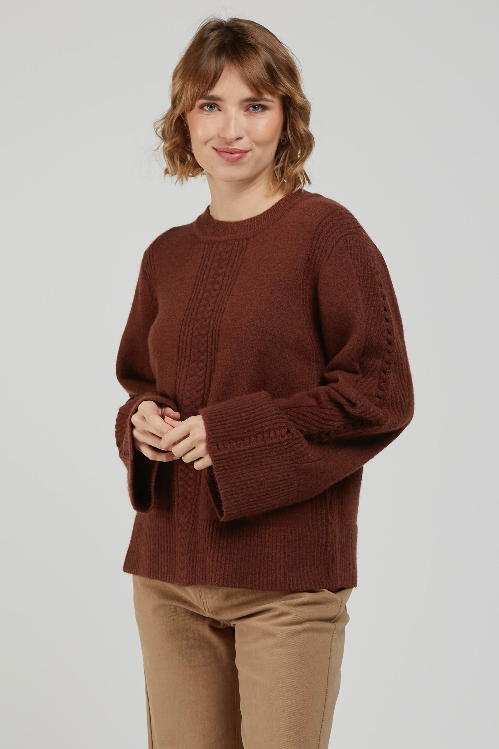 PHILEAS - Openwork Flared Sleeve Sweater
