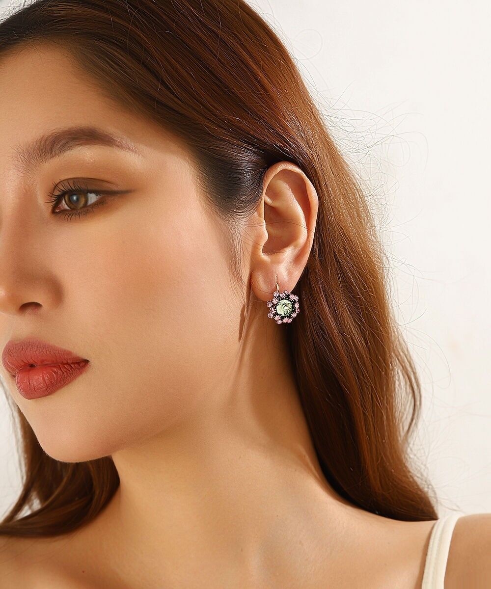Round rhinestone sleeper earrings – 26PEBOL001