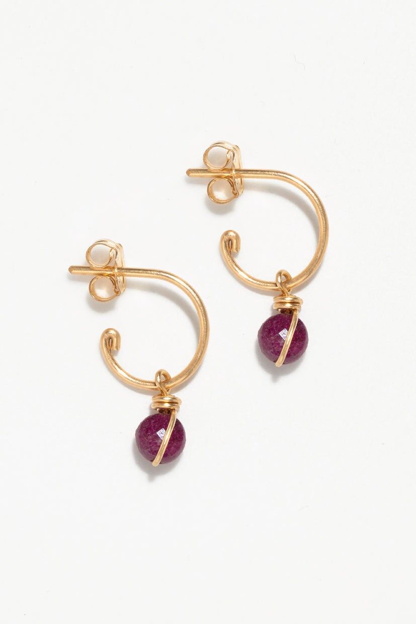 Stella Mini Hoop Earrings - Ruby