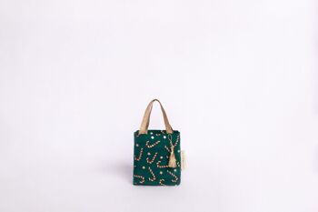 Sacs-cadeaux en tissu réutilisables style fourre-tout - Canne en bonbon verte (petite) 1